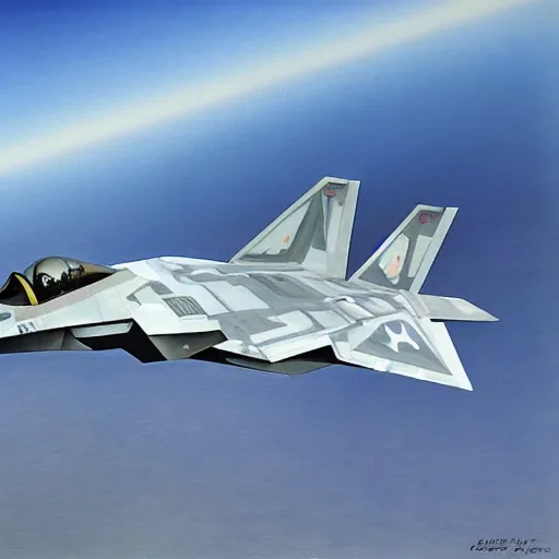 Image similar to f 2 2 fighter jet as star wars cocncept art ralph mcquarrie