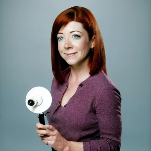 Prompt: full body photo of alyson hannigan as a scientist on a a lab, very detailed face