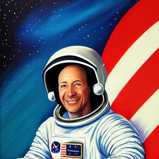 Image similar to astronaut illustration official portrait, oil on canvas by anton otto fischer, trending on artstation