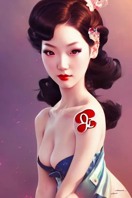 Image similar to a pin up and beautiful fashion charming dreamlke japan girl with lv jewelry, character art, art by artgerm lau and wlop and and ilya kuvshinov and john singer sargent, hyperdetailed, 8 k realistic, symmetrical, frostbite 3 engine, cryengine, dof, trending on artstation, digital art