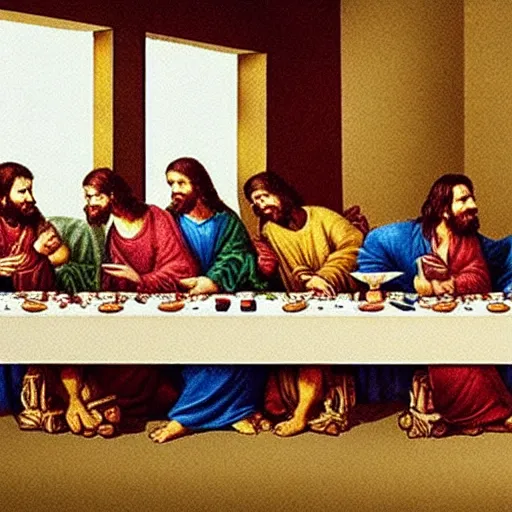 Image similar to the last supper at mcdonalds