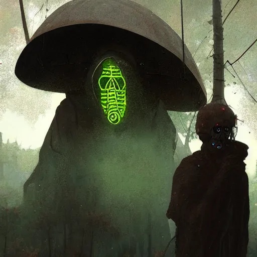 Image similar to Portrait posed Radioactive Grim Reaper . cgi unreal engine render art Character model design, Godmachine, Beeple, Nekro, takato yamamoto, grimshaw, thomas cole, ismail inceoglu, winslow homer greg rutkowski, gerald brom, marc simonetti, simon stalenhag anton fadeev