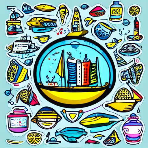 Image similar to Ship in a bottle, sticker, colorful, illustration, highly detailed, smooth and clean vector curves, no jagged lines, vector art, smooth