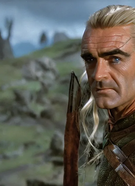 Image similar to film still of Sean Connery as Legolas in The Lord of the Rings, 4k