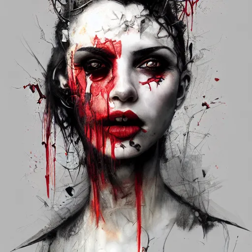 Image similar to the first vampire, by artur bordalo and tom bagshaw and craig davison and guy denning and harumi hironaka, trending on artstation hq, deviantart, pinterest, 4 k uhd image