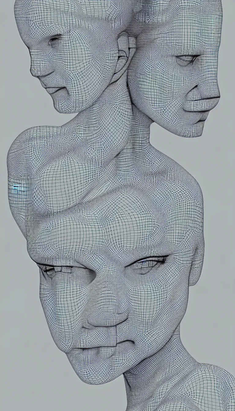 Prompt: 3 d wireframe of a beautiful woman by victo ngai