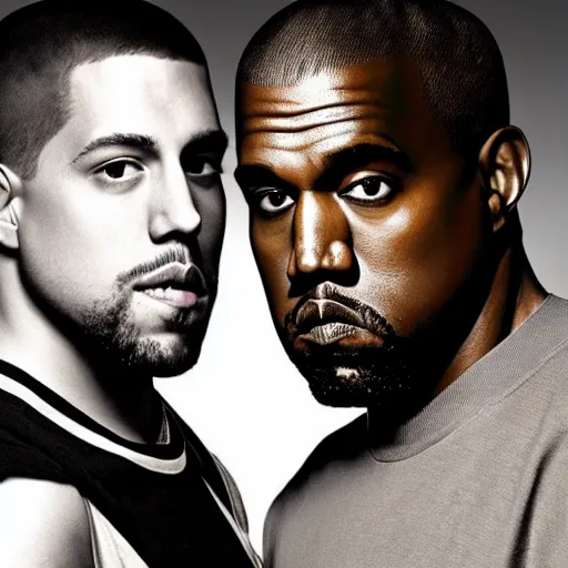 Image similar to kanye west vs pete davidson box match poster,