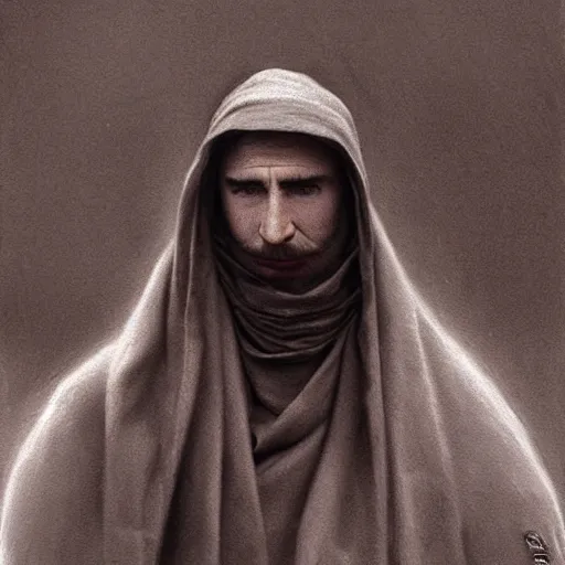 Image similar to chris evans!!!!!! wearing a babushka scarf, charcoal painting by zdzisław beksinski, trending on cgsociety, remodernism, matte drawing, zbrush, hyper realism