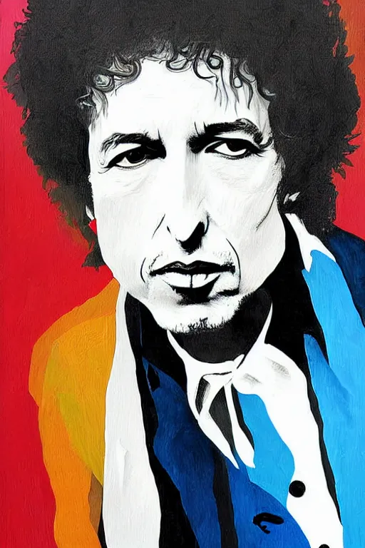 Image similar to Poster artwork, painting of Bob Dylan by Bob Dylan