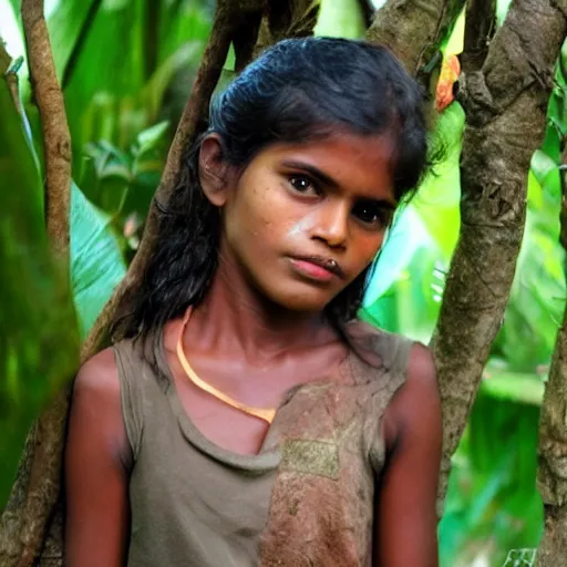 Prompt: sri lankan jungle girl photo