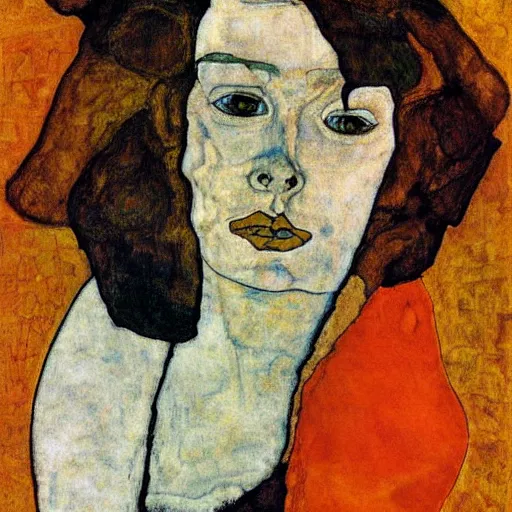 Prompt: a beautiful man portrait by egom schiele