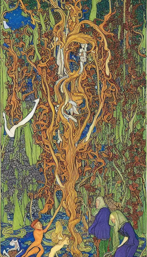 Image similar to life and death mixing together, by ivan bilibin,