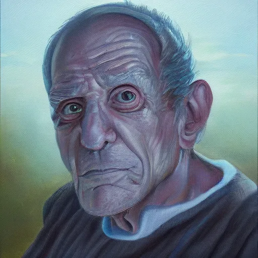 Prompt: oil painting portrait of the last living creature in the universe