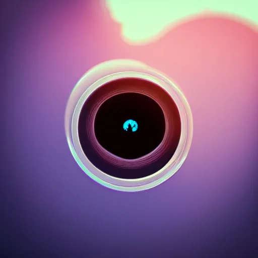Image similar to a close up of a flower camera with an eyeball for a lens. cyberpunk art by beeple, flickr contest winner, computer art, bokeh, octane render, shallow depth of field