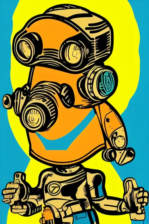 Image similar to fallout 7 6 retro futurist illustration art by butcher billy, sticker, colorful, illustration, highly detailed, simple, smooth and clean vector curves, no jagged lines, vector art, smooth andy warhol style