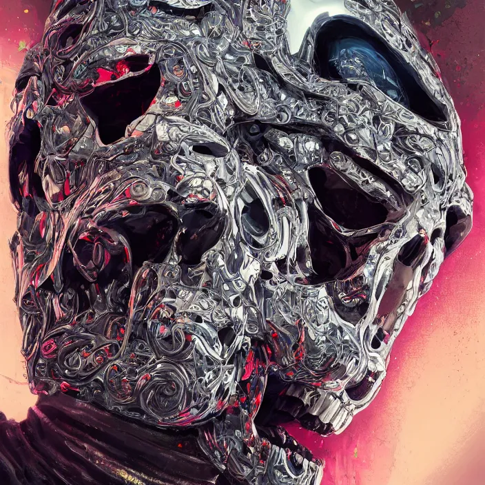 Prompt: portrait of a skull in a racing suit. intricate abstract. intricate artwork. nightmare fuel. by Tooth Wu, wlop, beeple, dan mumford. octane render, trending on artstation, greg rutkowski very coherent symmetrical artwork. cinematic, hyper realism, high detail, octane render, 8k, iridescent accents