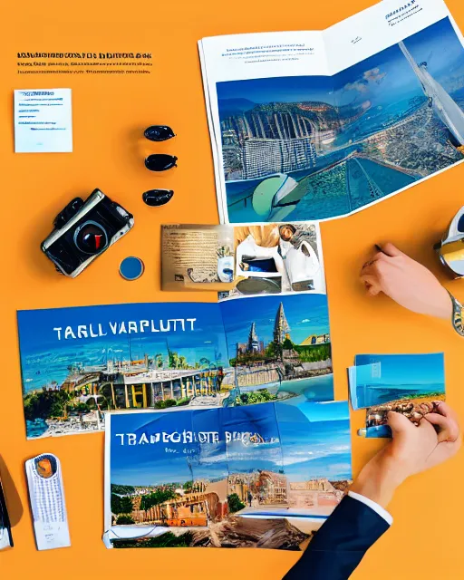 Prompt: travel company ad concept, modern, vibrant, very detailed