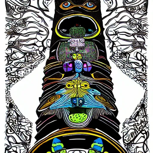 Image similar to detailed digital art of precolombine totem by tim burton inspired