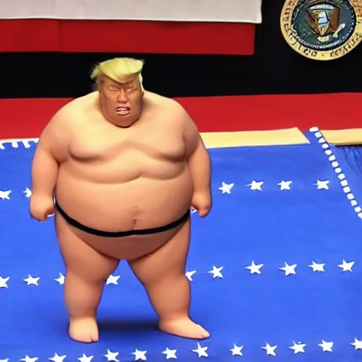 Image similar to Donald Trump as a sumo wrestler