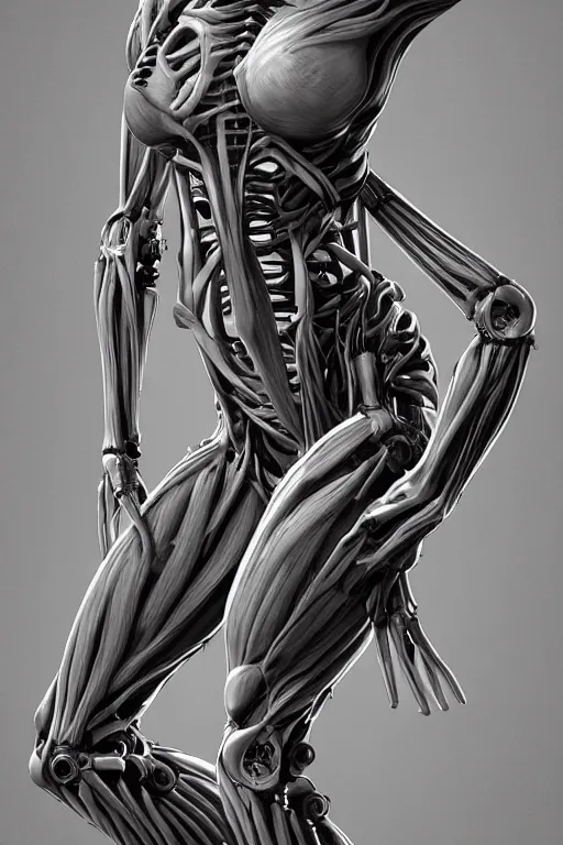 Image similar to symmetry!! full body female medusa anatomy concept, medical anatomy, cybernetic implants, gun metal grey, mecha limbs, muscular system reference, chrome skeleton, anatomical art, digital art, in the style of amanda lilleston, luka mivsek, bryan christie, ranjit ghosh, artstation, pinterest, deviantart, photoshop, octane render, unreal engine