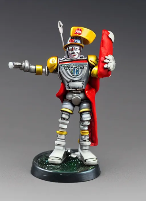 Image similar to 8 0 mm resin detailed miniature of a warhammer 4 0 k pizza delivery boy, robot, product introduction photos, 4 k, full body,