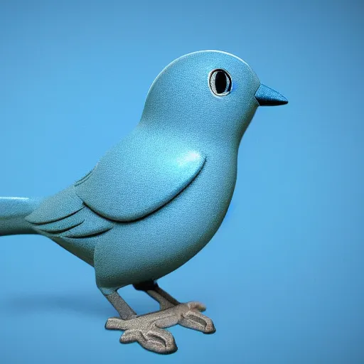 Image similar to The Twitter blue bird sleek hyper realistic unity engine, intense HDR lighting blue Twitter bird logo in real life.