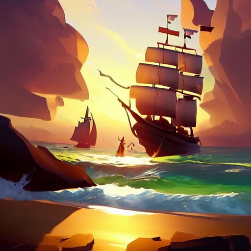 Image similar to painting treasure on sea of thieves game smooth median photoshop filter cutout vector, behance hd by jesper ejsing, by rhads, makoto shinkai and lois van baarle, ilya kuvshinov, rossdraws global illumination