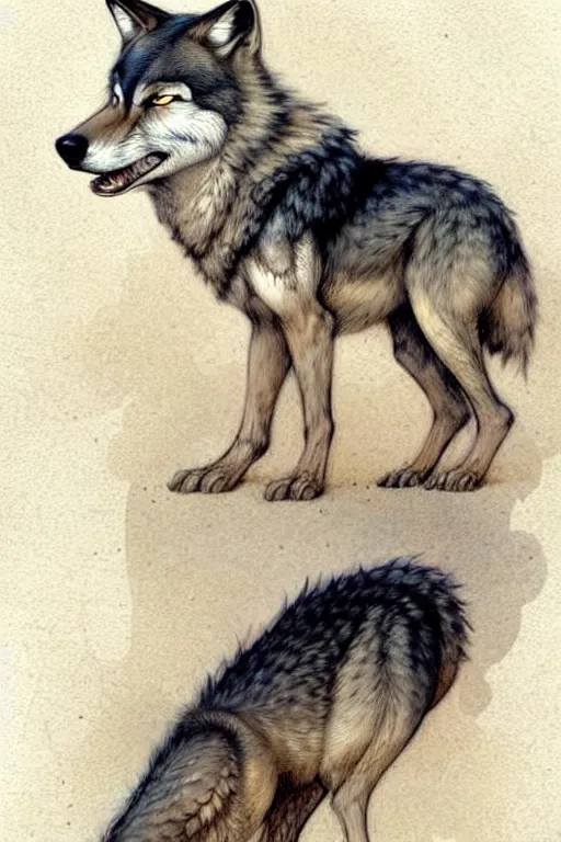 Prompt: (((((1950s wolf . muted colors.))))) by Jean-Baptiste Monge !!!!!!!!!!!!!!!!!!!!!!!!!!!