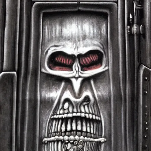 Image similar to hr giger a door that leads to anger