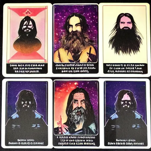 Prompt: ryder waite tarot card depicting charles manson
