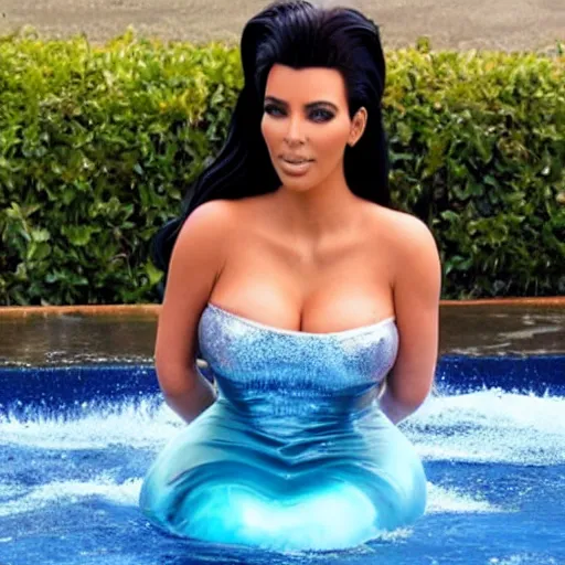 Image similar to Kim Kardashian as Ariel the Little Mermaid, cosplay