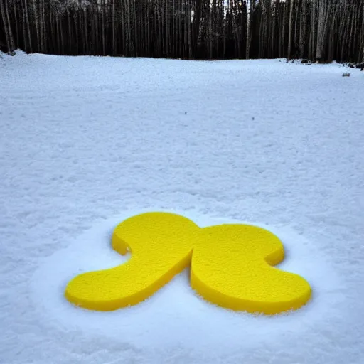 Image similar to pacman made of yellow snow, photography