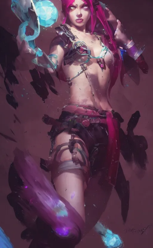 Image similar to jinx, league of legends, arcane, by fortiche, by greg rutkowski, esuthio, craig mullins