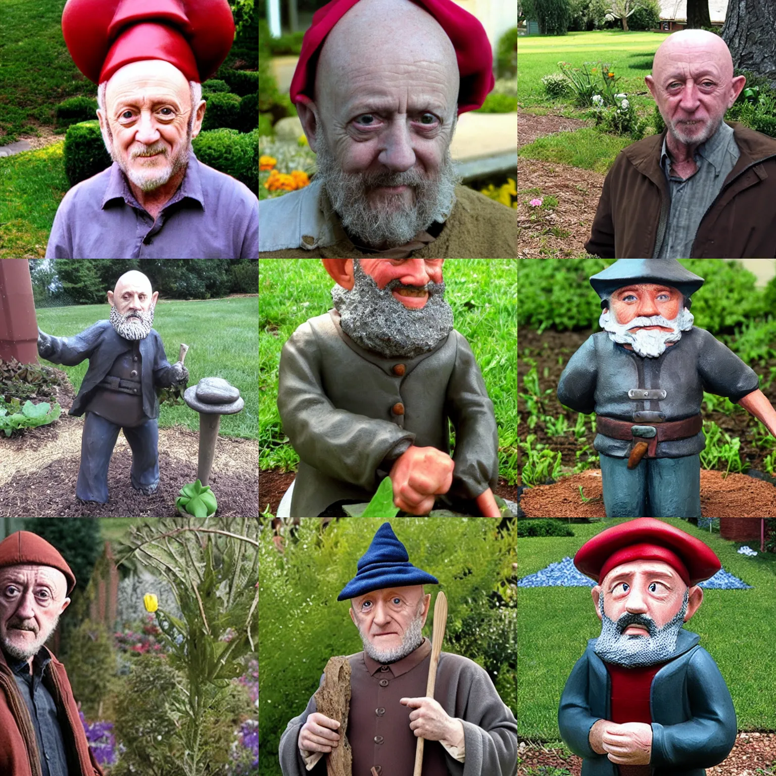 Prompt: jonathan banks as a garden gnome