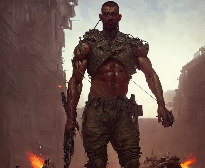 Prompt: First person view of a soldier in an Arma 3 loading screen, muscular, ripped, intricate, dystopian, fantasy, extremely detailed, digital painting, artstation, concept art, smooth, sharp focus, illustration, stark lighting, incredible art by artgerm and greg rutkowski and alphonse mucha and simon stalenhag