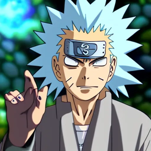 Image similar to Rick Sanchez in Naruto 4K detailed Digital art