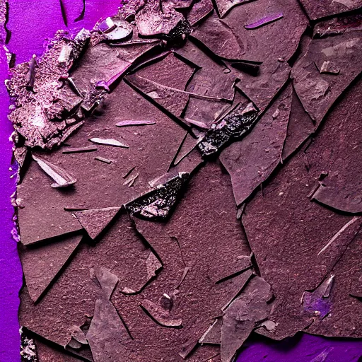 Prompt: purple shattered paint!, lava!!!, conglomerate!, slush!!, organized composition!, abstract sculpture!!!!, black backdrop, 4k, award-winning photo!!!!