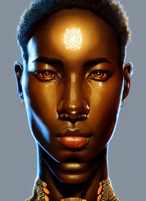 Image similar to symmetry!! portrait of apex legends african man, intricate, elegant, glowing lights, highly detailed, digital painting, artstation, glamor pose, concept art, smooth, sharp focus, illustration, art by artgerm and greg rutkowski, artey freytag