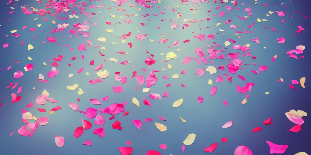 Image similar to background art of spaciously scattered flower petals flowing through the air from left to right on a clean background, petals, anime, artgerm, manga, trending on artstation, art nouveau, mature color scheme