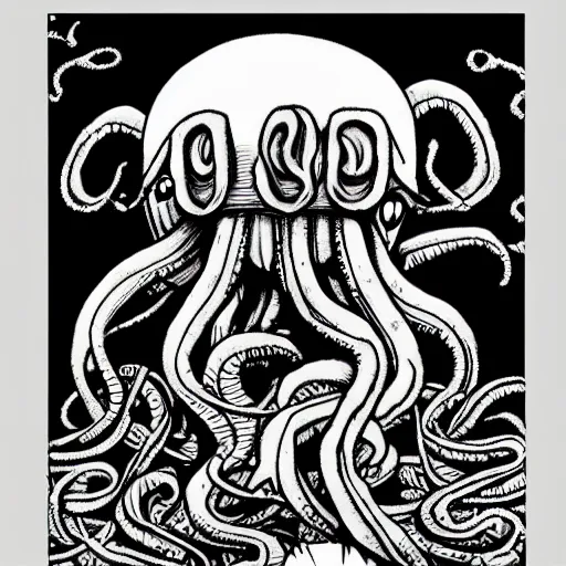 Prompt: cthulhu drawing junji ito style