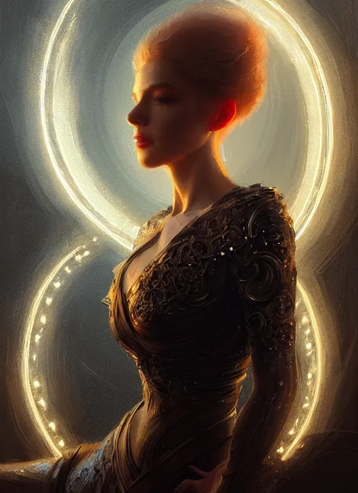 Image similar to portrait of merlwyb bloefhiswyn, intricate, elegant, glowing lights, highly detailed, digital painting, artstation, concept art, smooth, sharp focus, illustration, art by wlop, mars ravelo and greg rutkowski