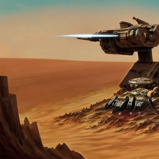 Image similar to Laser Turret, Desert Planet, War, Star Wars, Warhammer 40k