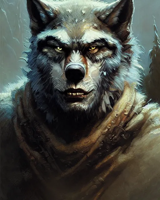 Prompt: portrait of lon chaney jr's wolf man, fantasy character portrait, ultra realistic, concept art, intricate details, highly detailed by greg rutkowski, gaston bussiere, craig mullins, simon bisley