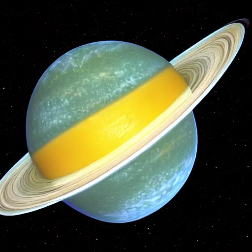 Image similar to sliced lemon as planet, photo by hubble telescope