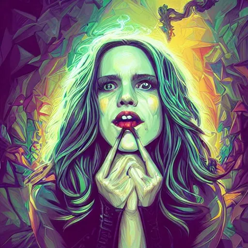 Image similar to “A portrait of a demonic Rachel McAdams, digital art by Dan Mumford and Peter Mohrbacher, highly detailed, trending on DeviantArtHQ”