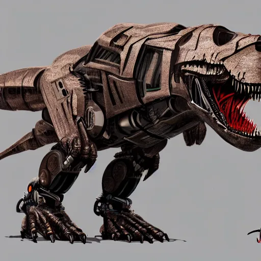 Prompt: a robotic t - rex, anime concept art, highly detailed, 8 k