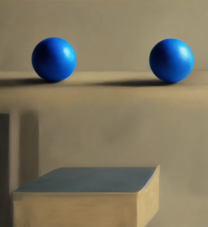 Image similar to a blue ball on a table, digital artwork by Wlop