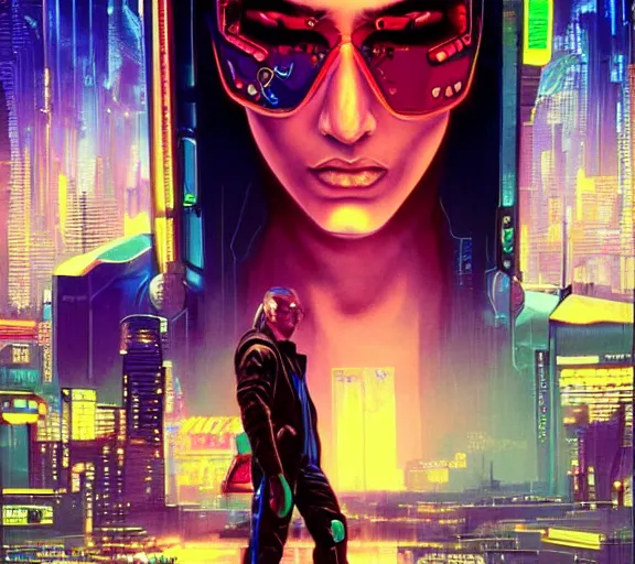 Image similar to a portrait of a cyberpunk person, Night City, cyberpunk 2077, very very coherent painting, 1979 OMNI Magazine Cover, street level neo-Tokyo in Cyberpunk 2077 style by Vincent Di Fate by mark arian by artgerm, 4k, 8k, HD, trending on artstation