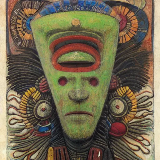 Prompt: head of a shaman wearing a mask made of enamelled flowers, by annie swynnerton and jean delville and john watkiss and rufino tamayo and diego rivera, art deco shaman, stylized geometric flowers, art brut, symbolist, dramatic lighting, god rays, clean crisp graphics, smooth sharp focus, extremely detailed, adolf wolfli