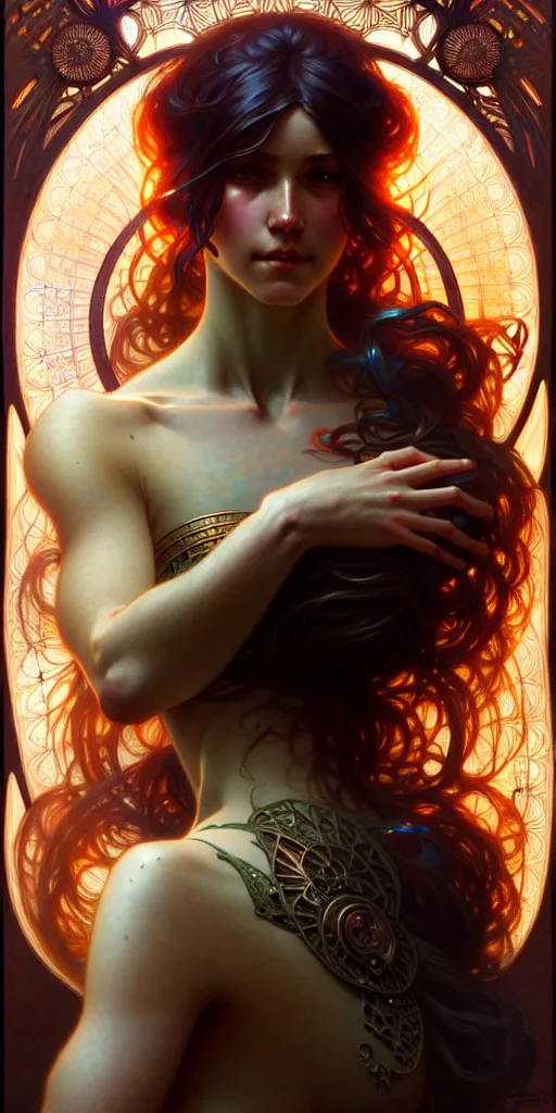 Prompt: ultra realistic, cosmic goddess, intricate details, eerie, awakening, artstation, atmospheric, highly detailed, photorealistic, hyperrealism, 8k, art by artgerm and greg rutkowski and alphonse mucha